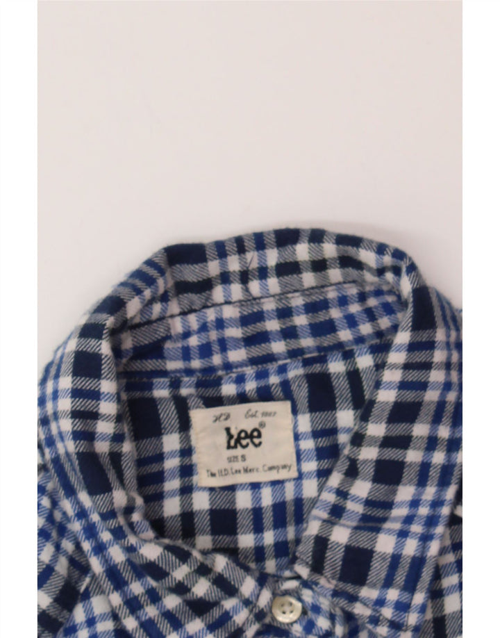 LEE Womens Flannel Shirt UK 10 Small Blue Check Cotton Vintage Lee and Second-Hand Lee from Messina Hembry 