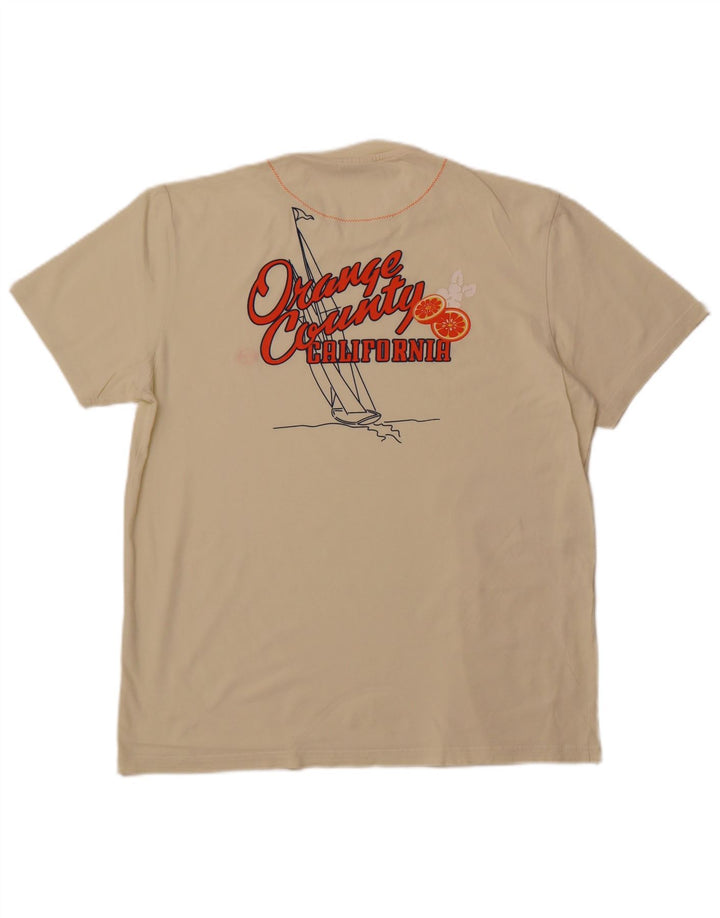 SERGIO TACCHINI T-shirt grafica da uomo Top XL in cotone bianco sporco