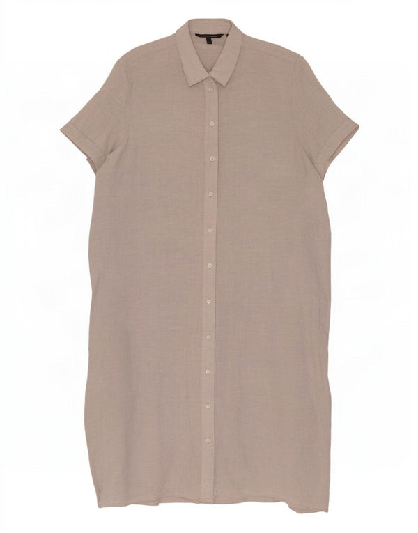 Abito camicia a maniche corte da donna Armani Exchange US 12 grande gessato grigio