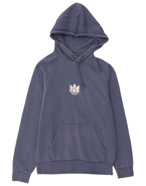 Felpa con cappuccio grafica da uomo Adidas Small in cotone blu navy