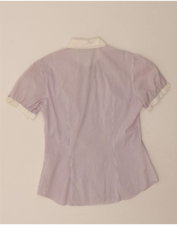 Camicia a maniche corte da donna Benetton UK 14 Cotone gessato viola medio