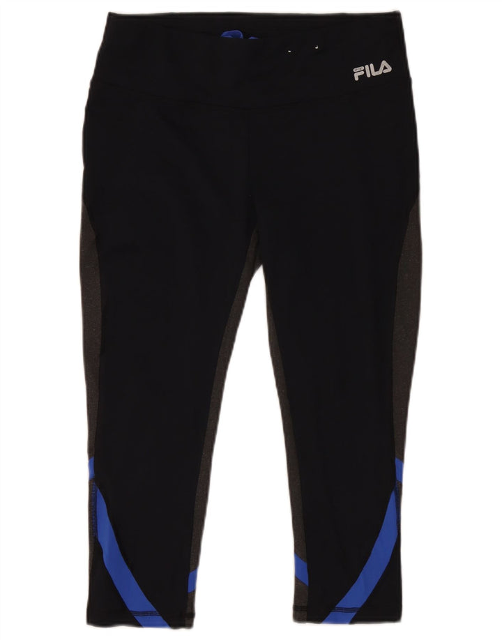 Leggings Capri da donna Fila UK 14 poliestere color block medio nero