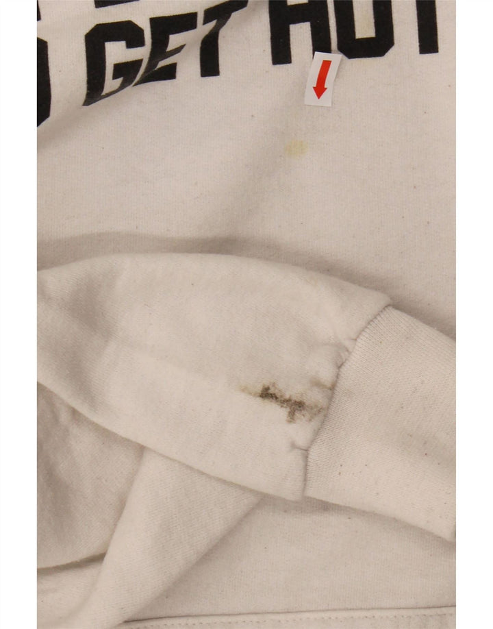CHAMPION Mens Graphic Hoodie Jumper Large White Cotton