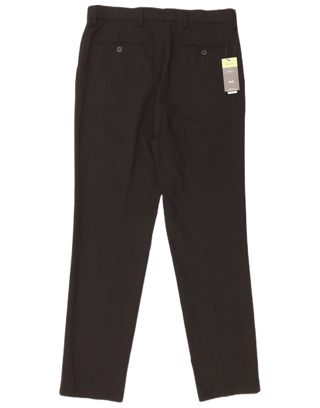 Pantaloni chino slim fit da uomo Marks & Spencer W32 L31 poliestere nero