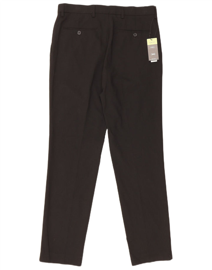 Pantaloni chino slim fit da uomo Marks & Spencer W32 L31 poliestere nero