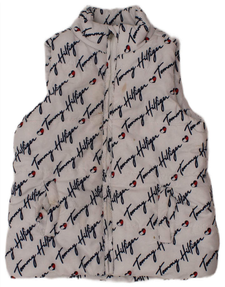 TOMMY HILFIGER Gilet imbottito con grafica per ragazze 3-4 anni Poliestere bianco