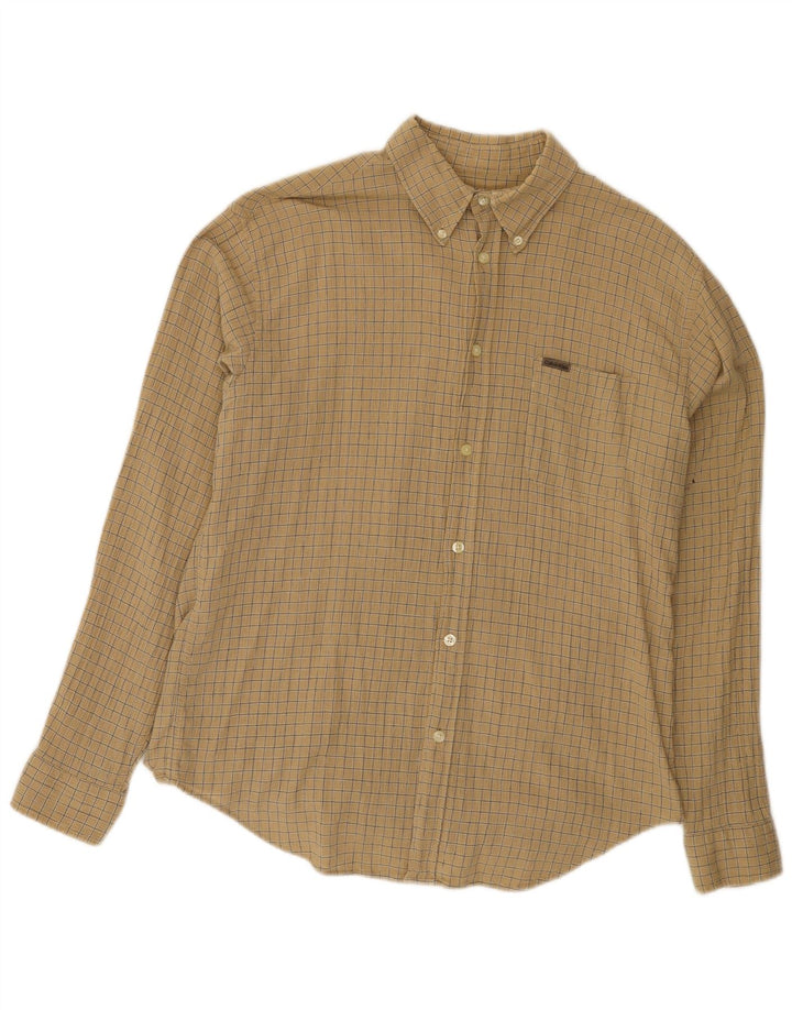 Camicia da uomo Calvin Klein grande cotone a quadri beige