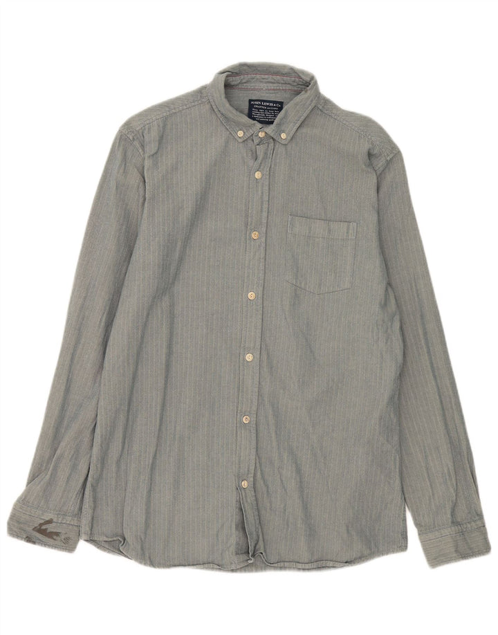 Camicia da uomo John Lewis in cotone spinato grigio medio