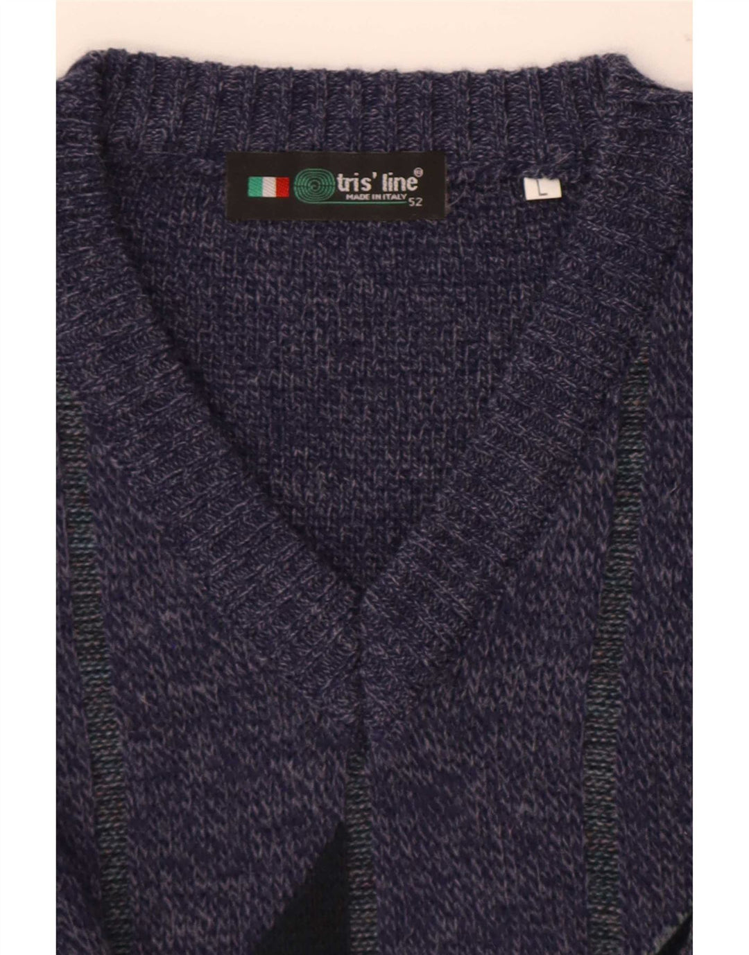 Tris Line Maglione da uomo con scollo a V Grande blu navy geometrico