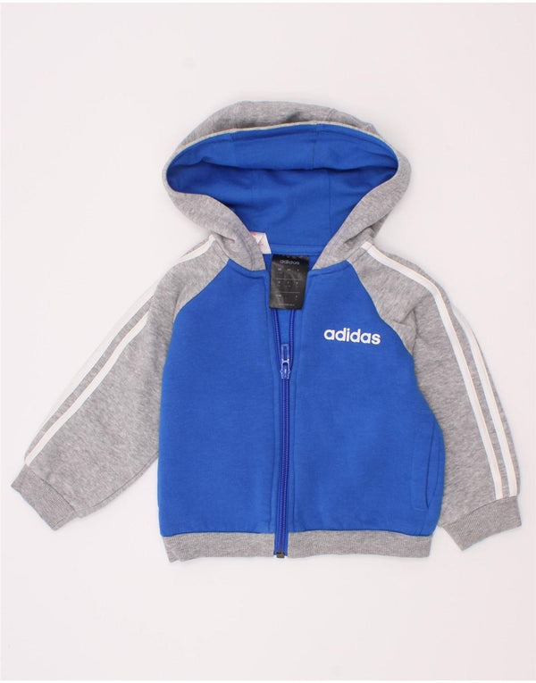 Maglione con cappuccio e zip Adidas da bambino, 6-9 mesi, in cotone color block blu