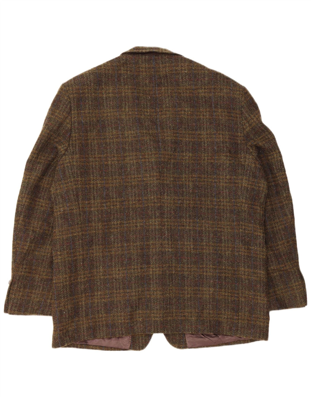 Giacca blazer a 2 bottoni da uomo Harris Tweed UK 46 3XL Lana vergine a quadri kaki