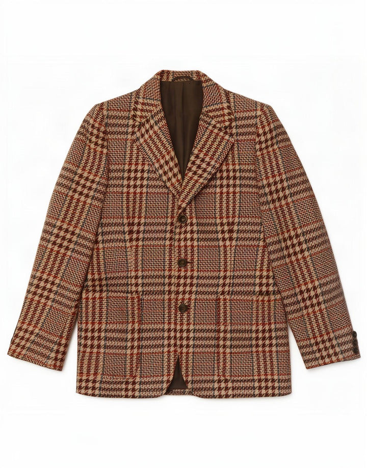Giacca Blazer da Uomo a 3 Bottoni Romano IT 46 Piccolo Pied De Poule Marrone
