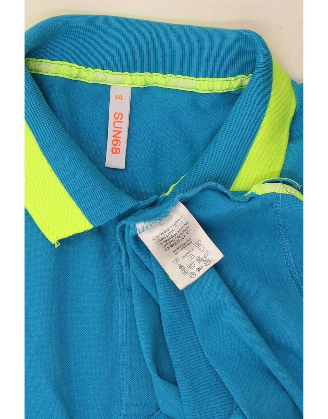 Polo da uomo Sun68 2XL in cotone color block blu