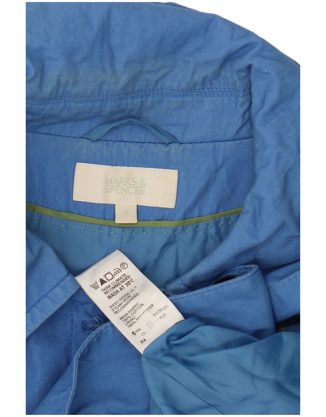 Cappotto con maniche a 3/4 da donna Marks & Spencer UK 12 Cotone blu medio