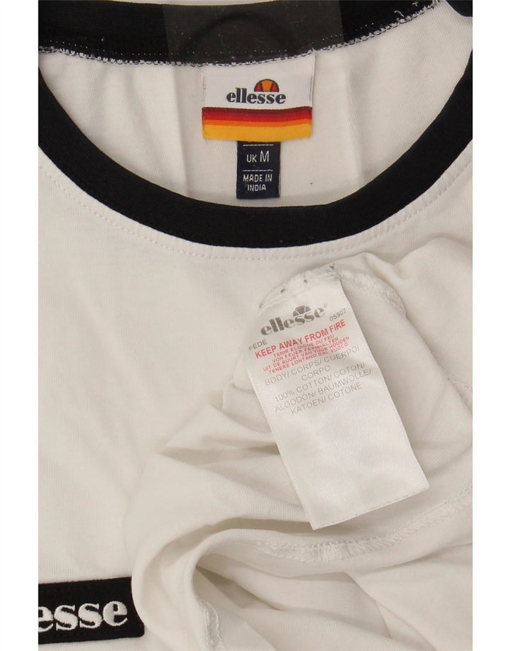 ELLESSE Mens Graphic T-Shirt Top Medium White Cotton Vintage Ellesse and Second-Hand Ellesse from Messina Hembry 
