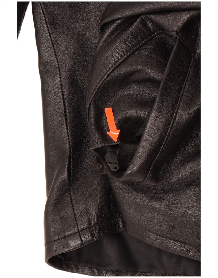 Giacca in pelle da donna VINTAGE UK 16 grande pelle nera