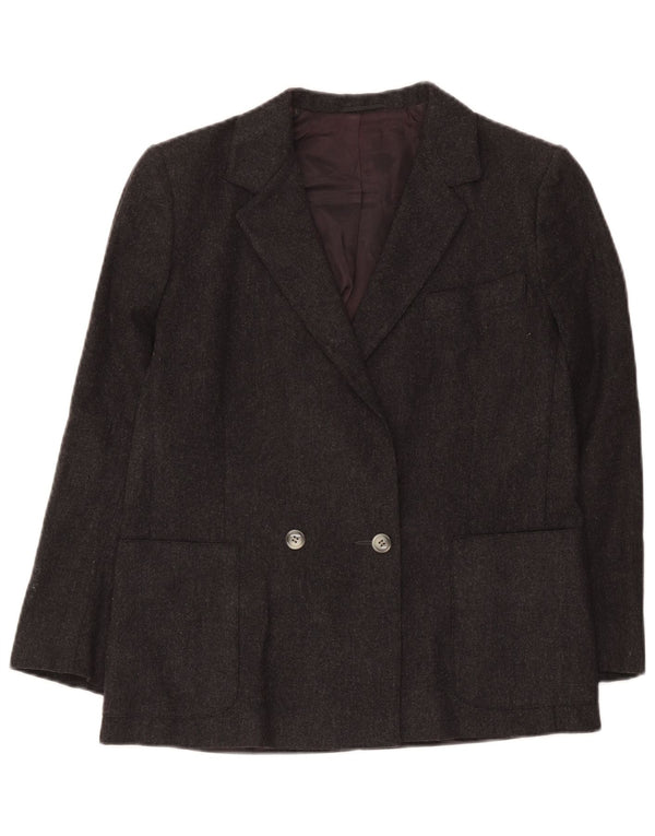 Giacca blazer doppiopetto vintage da donna UK 12 grigio medio