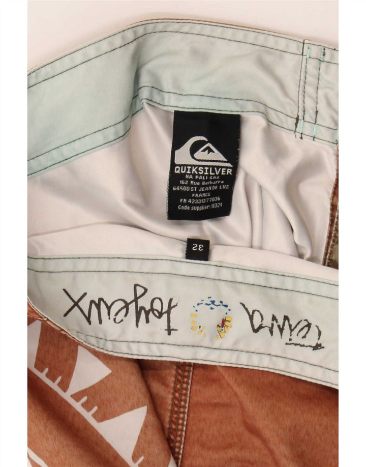 Pantaloncini da bagno grafici da uomo Quiksilver Poliestere geometrico marrone medio