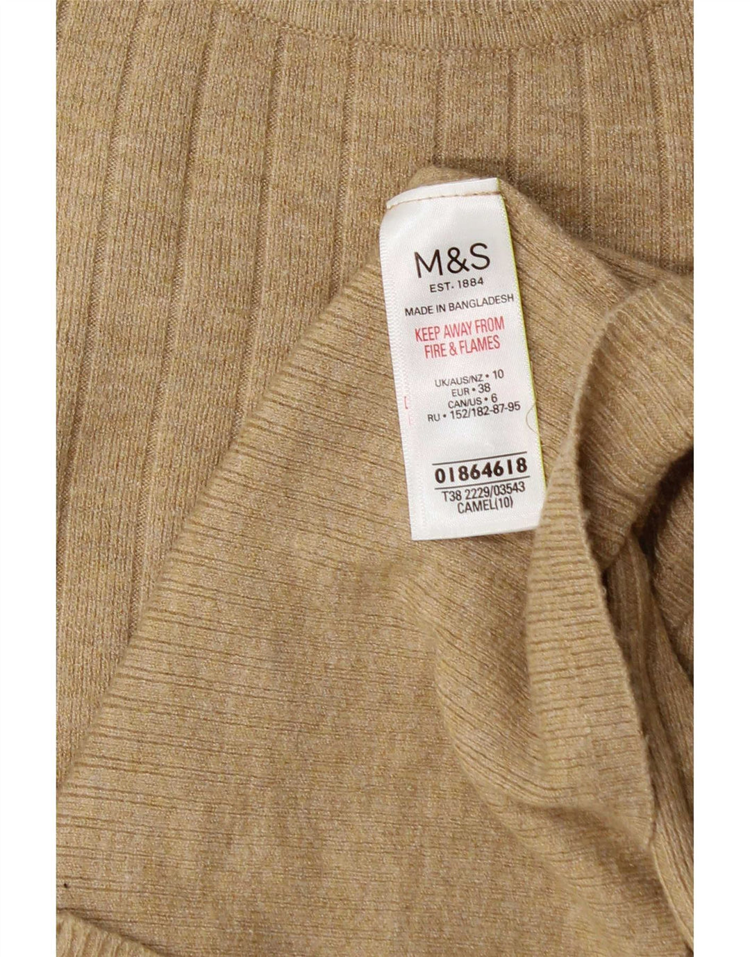 Maglione maglione a collo alto da donna Marks & Spencer UK 10 piccolo in viscosa beige