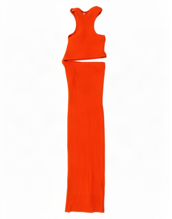Abito maxi ritagliato senza maniche da donna Zara UK 8 piccolo in cotone arancione