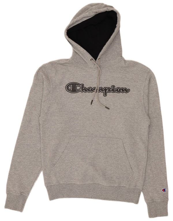 Maglione con cappuccio grafico da uomo Champion piccolo cotone chiazzato grigio
