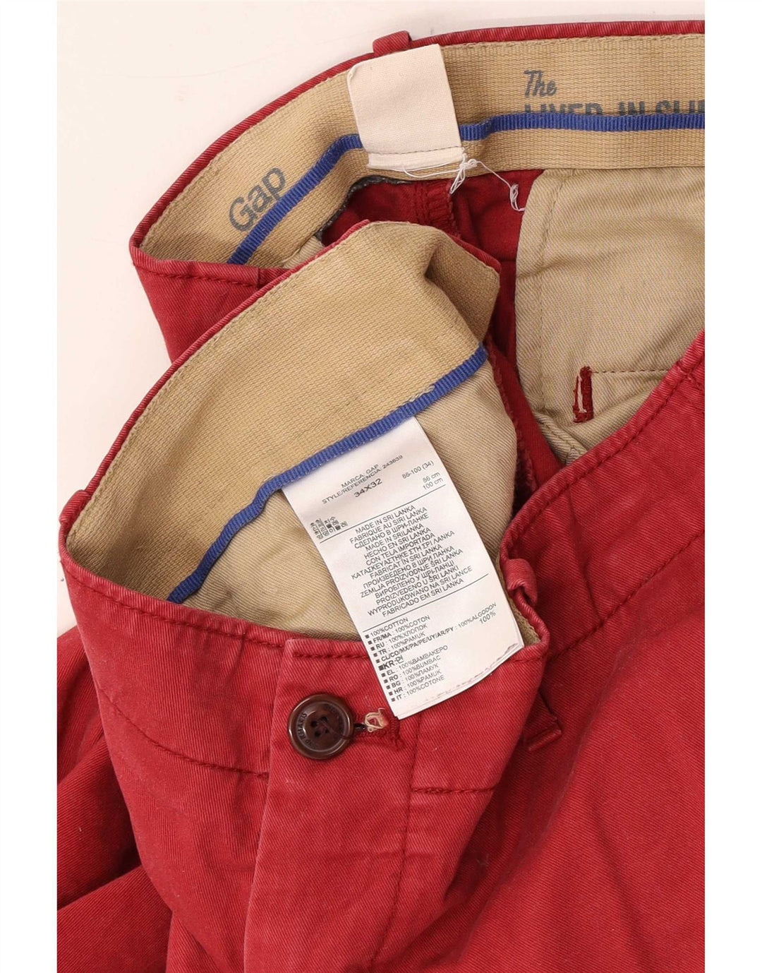 Pantaloni chino dritti da uomo Gap W34 L32 in cotone rosso