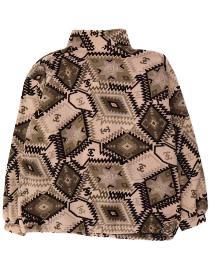 Giacca in pile da uomo vintage UK 38 Poliestere geometrico verde medio