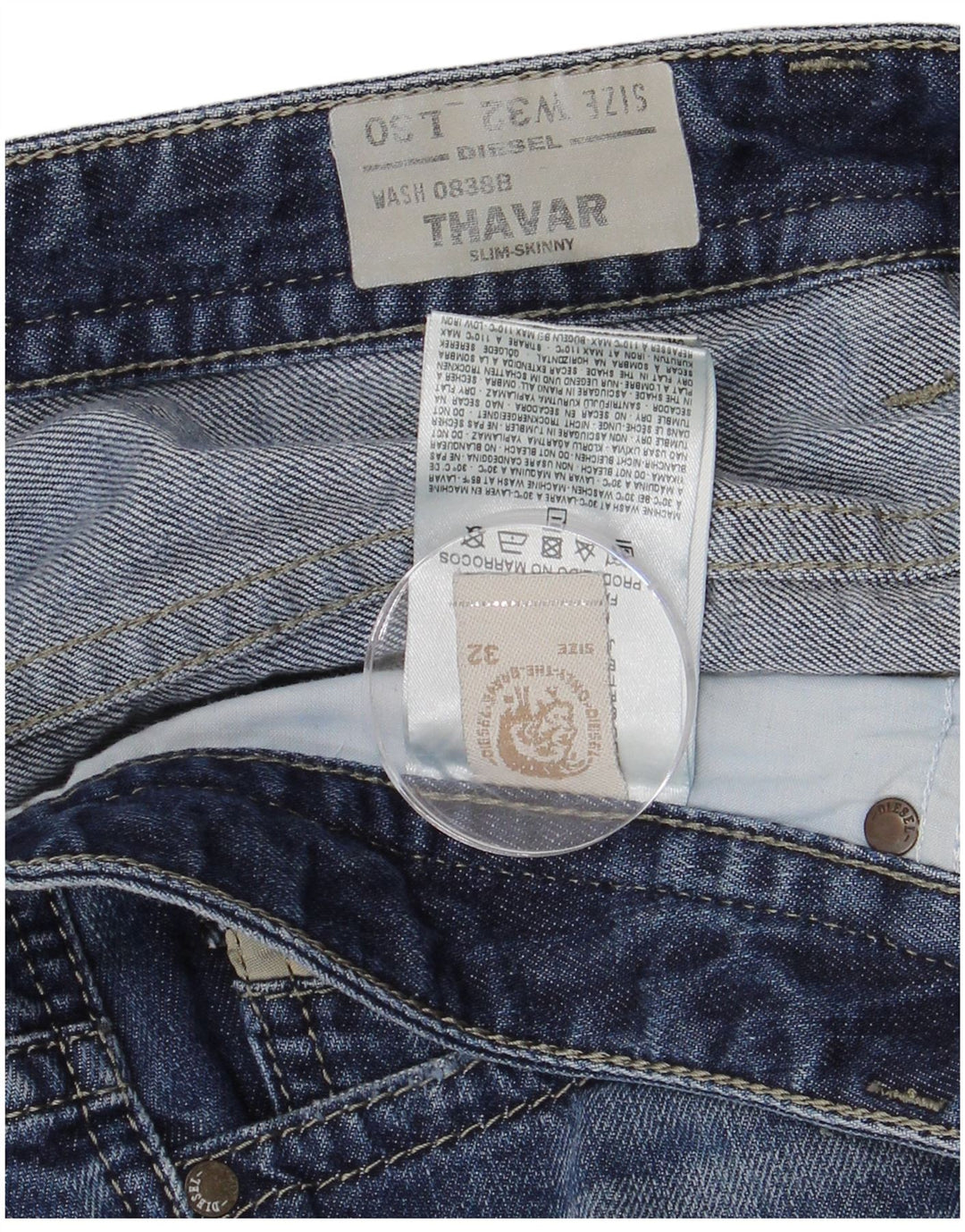 Jeans skinny slim Thavar da uomo Diesel W32 L30 cotone blu