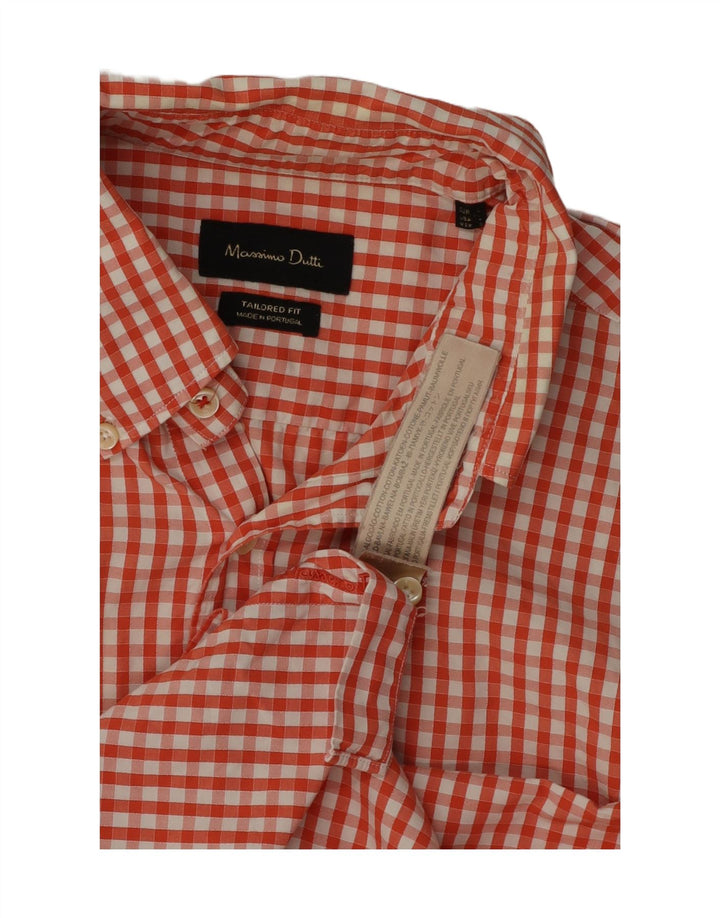 MASSIMO DUTTI Mens Tailored Fit Shirt Large Orange Gingham Cotton Vintage Massimo Dutti and Second-Hand Massimo Dutti from Messina Hembry 