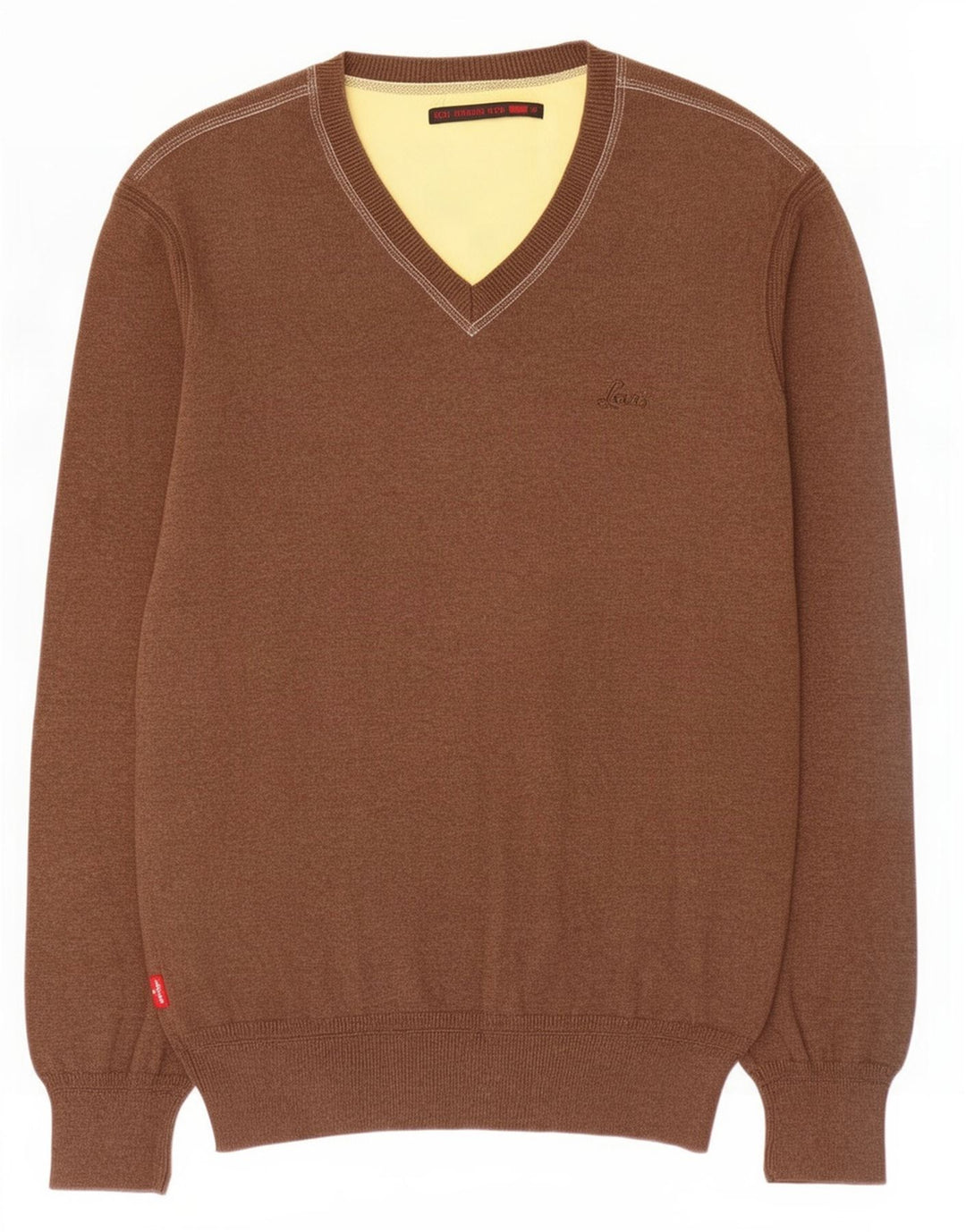 Maglione da uomo con scollo a V Levi's in cotone marrone medio