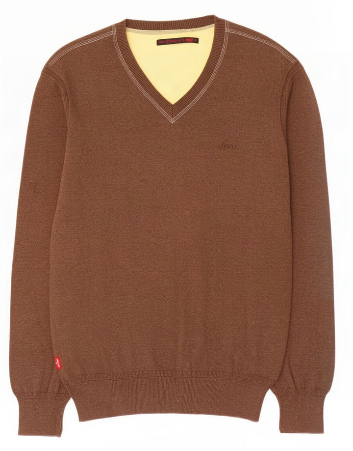 Maglione da uomo con scollo a V Levi's in cotone marrone medio