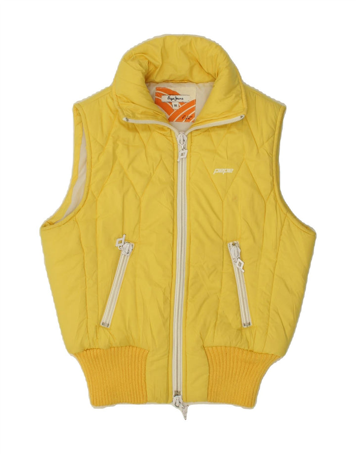 PEPE JEANS Womens Padded Gilet UK 12 Medium Yellow Vintage PEPE Jeans and Second-Hand PEPE Jeans from Messina Hembry 