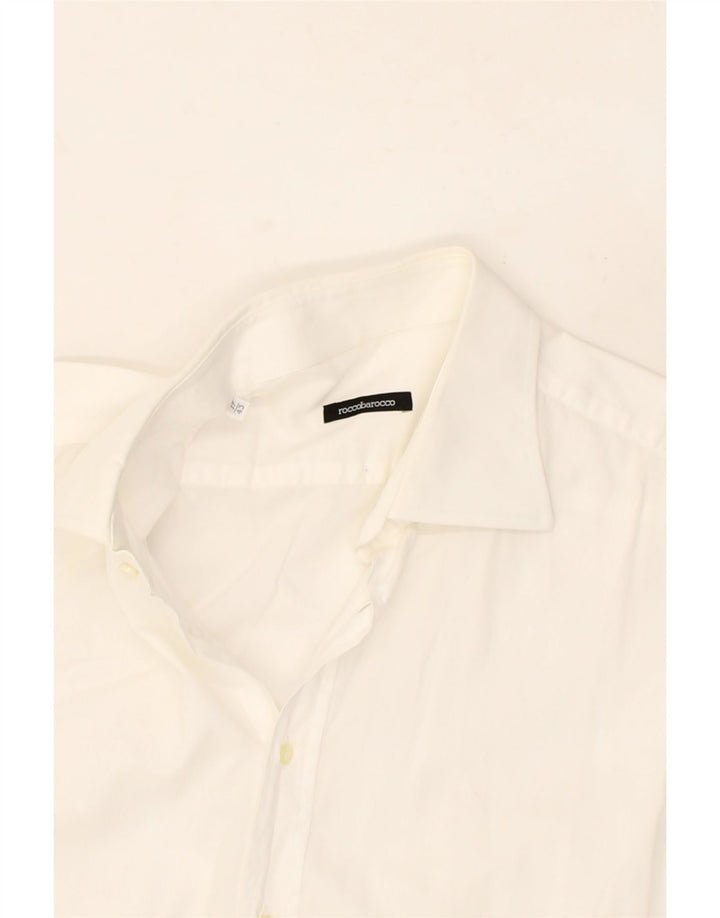 ROCCOBAROCCO Mens Shirt Size 43 17 XL White Cotton Vintage Roccobarocco and Second-Hand Roccobarocco from Messina Hembry 