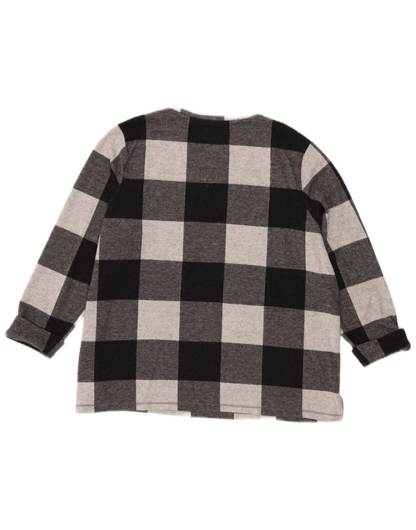 Marks & Spencer Top da donna manica 3/4 UK 18 XL poliestere a quadretti nero