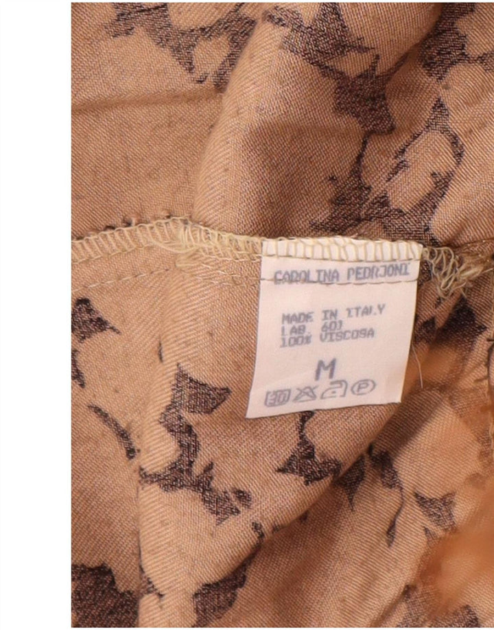 Gonna a trapezio da donna VINTAGE media W30 viscosa floreale marrone