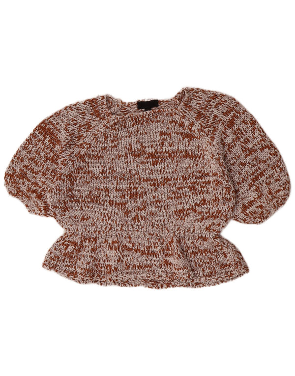 Top Zara da donna, camicetta oversize all'uncinetto, UK 10, piccolo, in cotone marrone