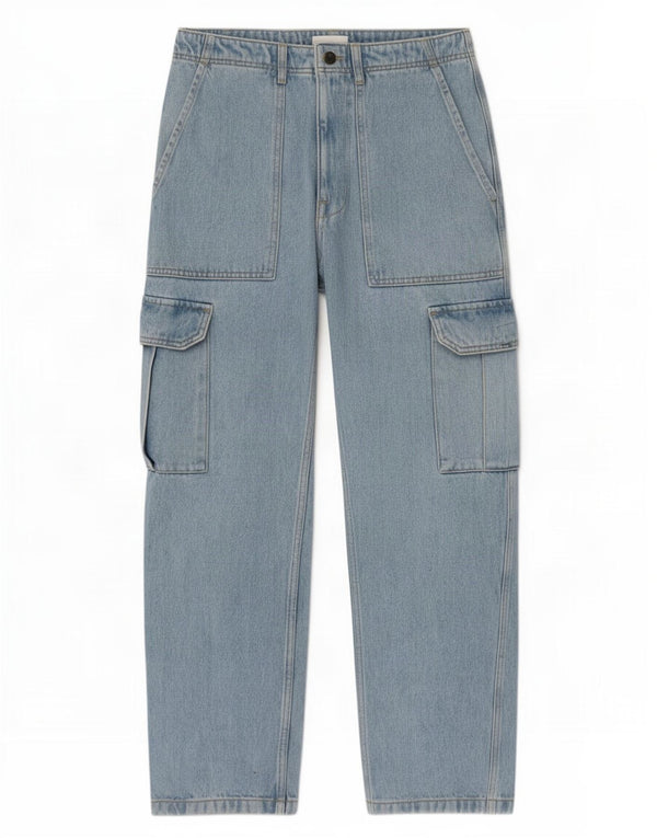 Jeans cargo da uomo Zara a vita alta EU 40 medio W31 L29 cotone blu