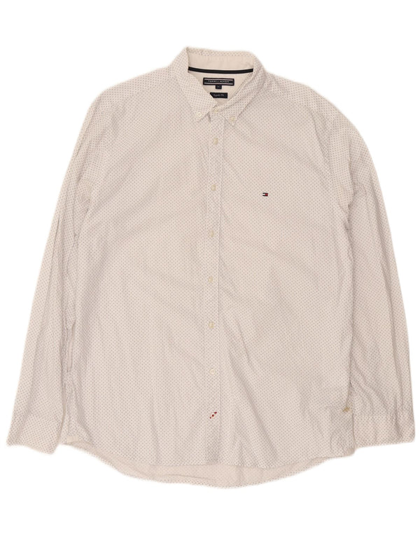 Camicia da uomo Regular Fit Tommy Hilfiger XL cotone maculato bianco