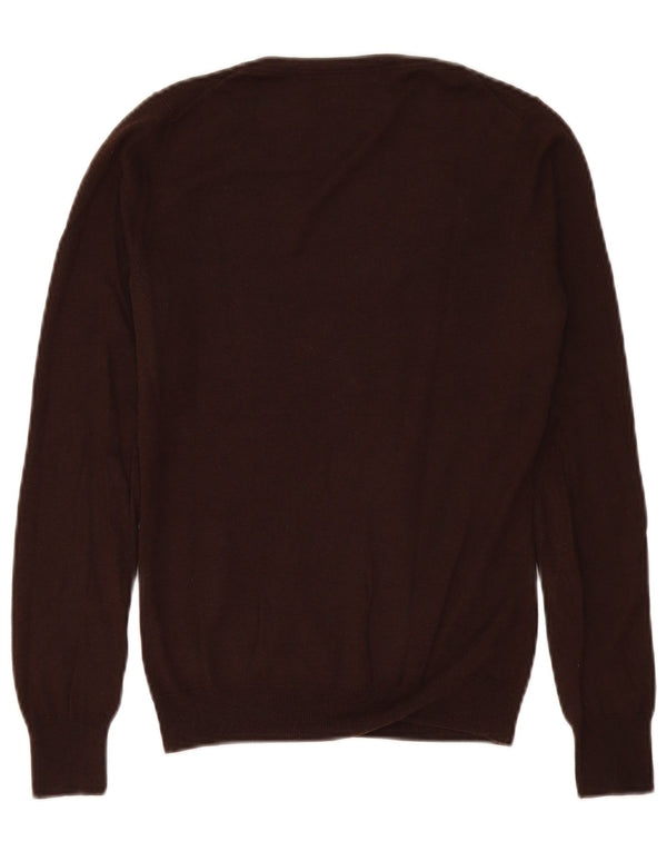 Maglione da donna con scollo a V Massimo Dutti UK 10 piccolo in seta marrone