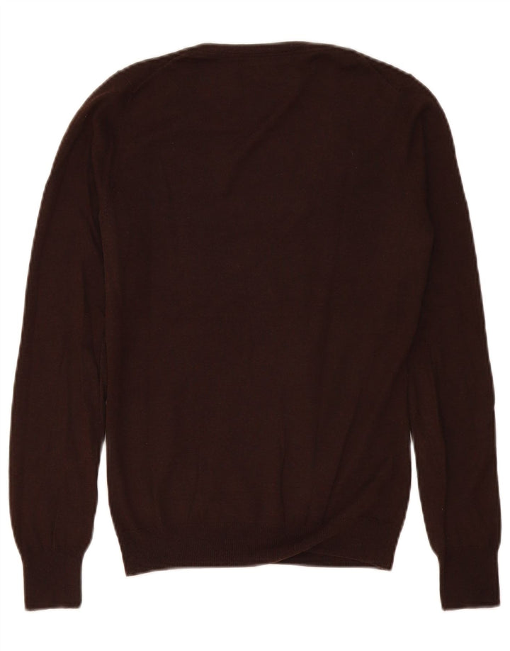 Maglione da donna con scollo a V Massimo Dutti UK 10 piccolo in seta marrone