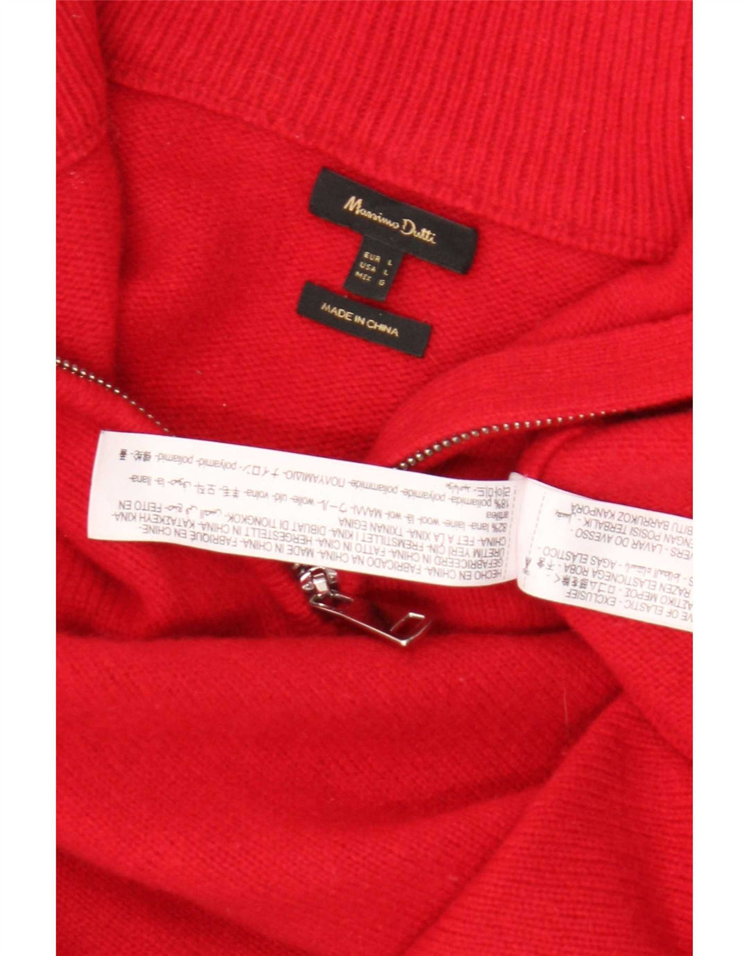 Maglione maglione da donna con collo con zip Massimo Dutti UK 16 grande lana rossa