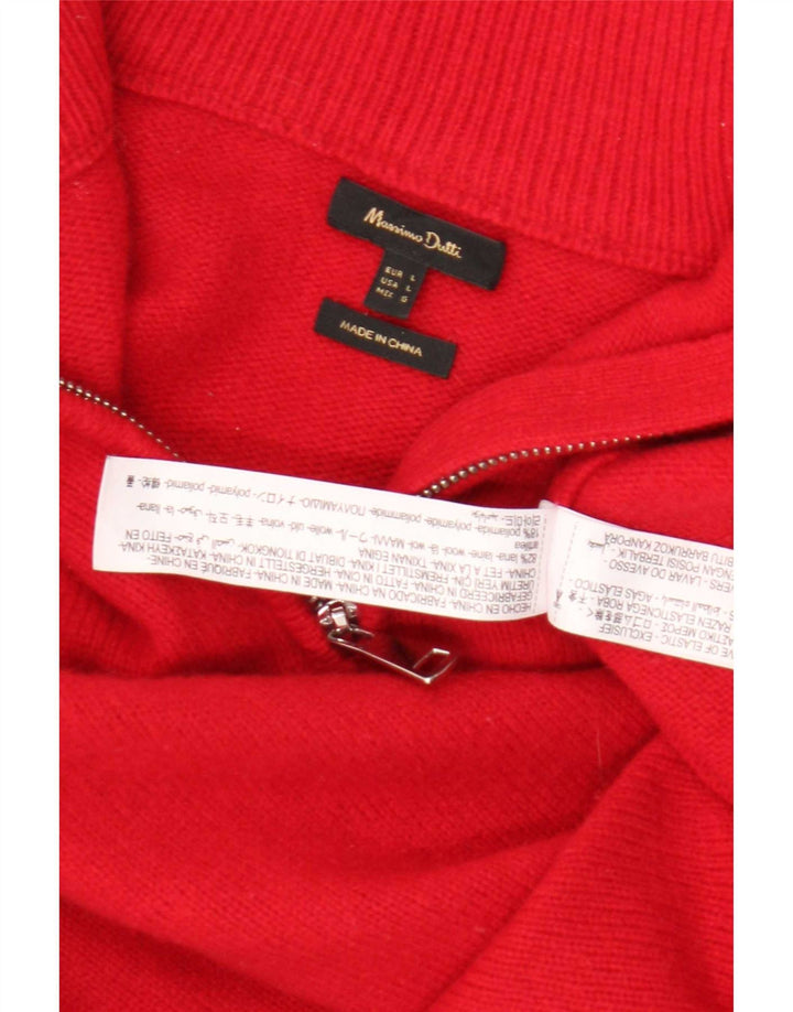 Maglione maglione da donna con collo con zip Massimo Dutti UK 16 grande lana rossa