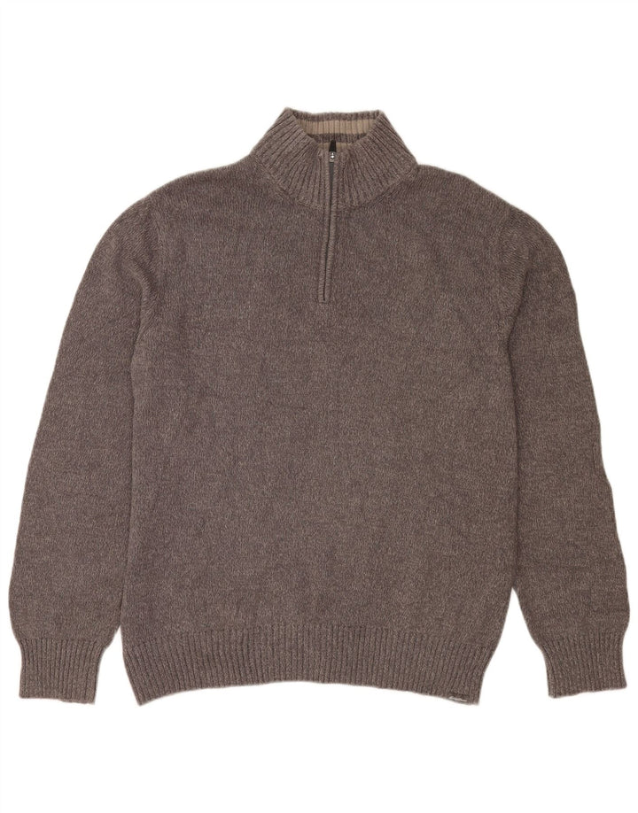Eddie Bauer Maglione da uomo con zip sul collo, grande cotone chiazzato grigio