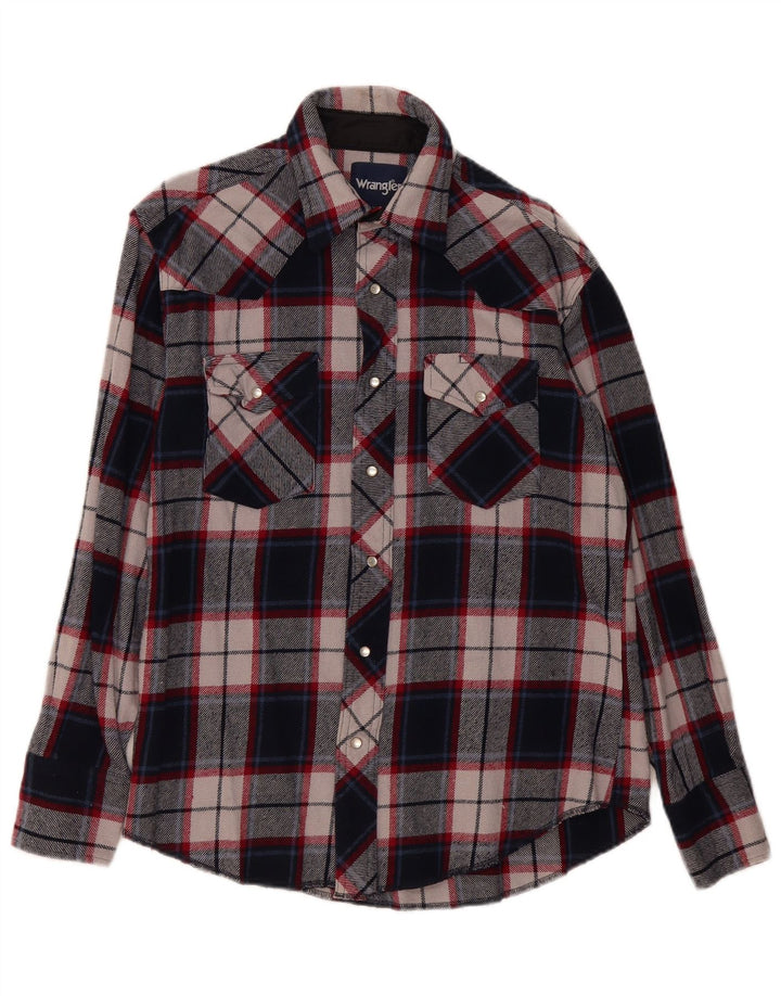Camicia da uomo in flanella Wrangler, cotone medio a quadri blu navy