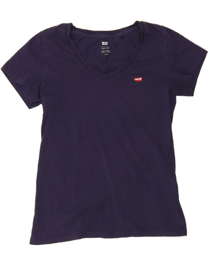 LEVI'S Womens T-Shirt Top UK 10 Small Navy Blue Cotton Vintage Levi's and Second-Hand Levi's from Messina Hembry 