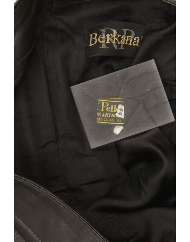 Gonna in pelle vintage da donna IT 44 media W30 in pelle nera