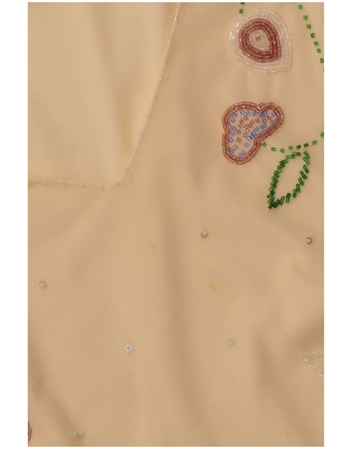 Top corto da donna COAST trasparente in camicetta UK 16 grande poliestere giallo