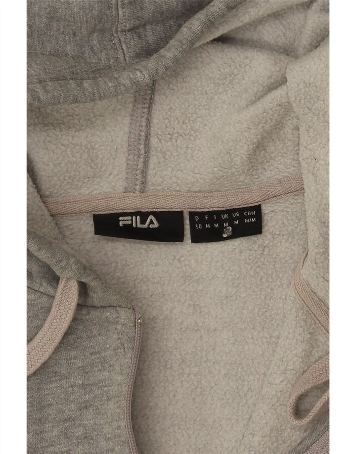 Maglione con cappuccio e zip grafica da uomo Fila Grigio medio