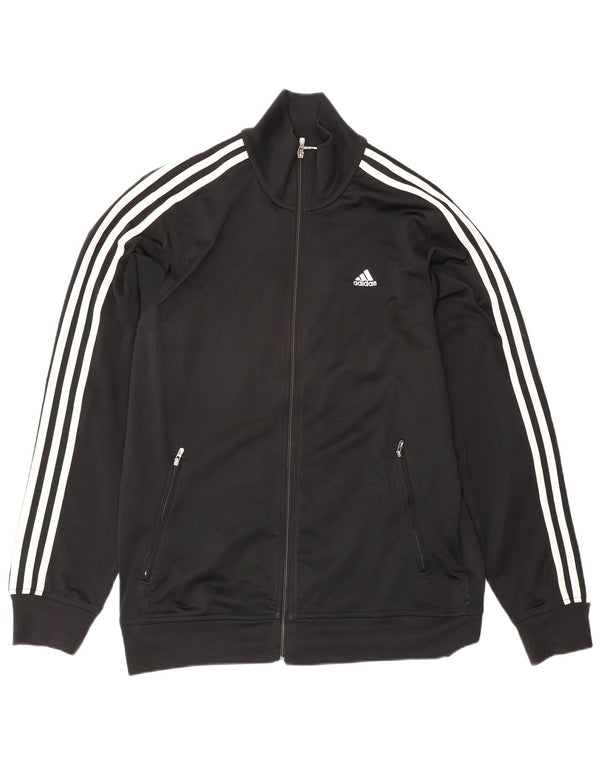 Adidas Mens Tracksuit Top Jacket UK 38/40 Medium Black Polyester
