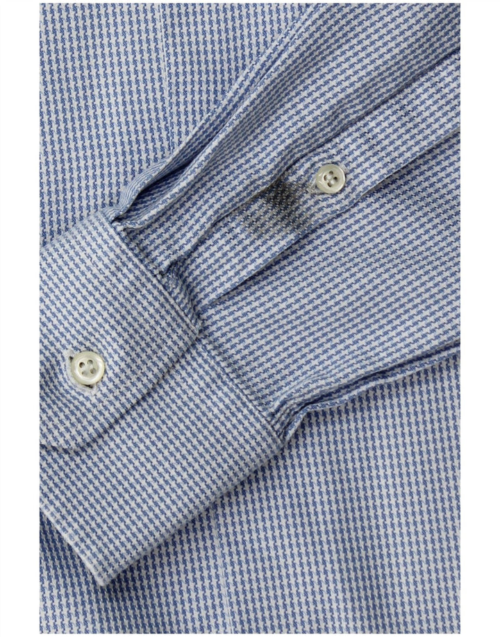 Camicia Boggi da uomo su misura taglia 40 15 1/2 cotone pied de poule blu medio